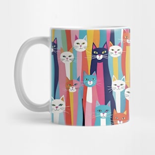 Rainbow Whisker Harmony: A Kaleidoscope of Colorful Cat Patterns Mug